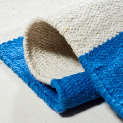 Montauk Blue and White Cotton Hand Woven Area Rug