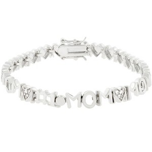 Slickblue 7 Inch Rhodium-Plated Charm Bracelet for Mom, 0.75 Ct, Clear CZ, Pave Setting, Women’s Fashion Jewelry - 1 of 3