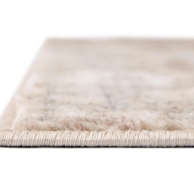 Ivory and Gray Geometric Synthetic 5'3" x 8' Area Rug