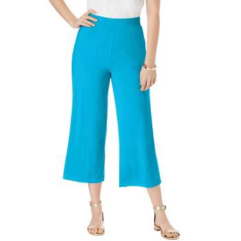 Jessica London Women's Plus Size Everyday Stretch Cotton Capri Legging -  26/28, Blue : Target