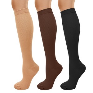 Wrapables Compression Socks for Men and Women, 15-20 mmHg Provides Support for Nurses, Sports, Running, Cycling, Travel (Set of 3) - 1 of 4