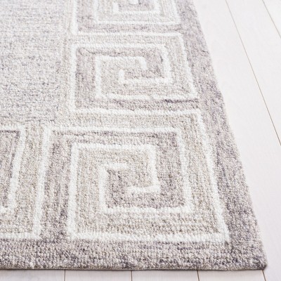 Handmade Dark Grey and Ivory Wool Tufted 4' x 6' Rug