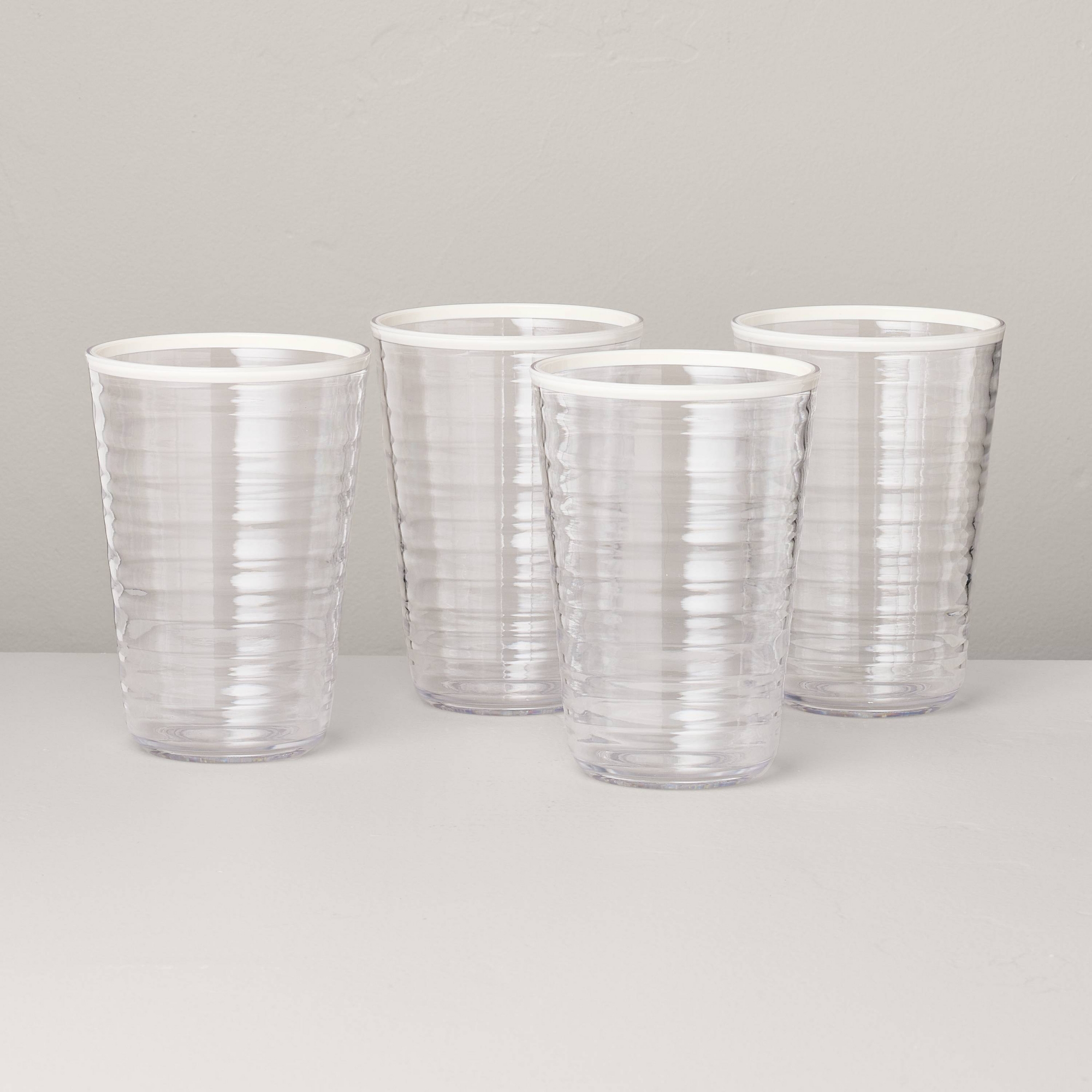 4pk 22 fl oz Tritan Plastic Tall Glasses Sour Cream - Hearth & Hand™ with Magnolia