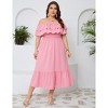 Coolmee Women's Summer Plus Size Maxi Dress Ruffle Off Shoulder Ruffle Hem Polka Dot Long Sundress - 3 of 4