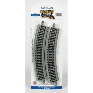 Bachmann Trains - Snap-Fit E-Z TRACK RADIUS CURVED TRACK (4/card) - NICKEL SILVER Rail With Gray Roadbed - HO Scale - 1 of 2