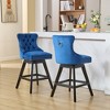 CAVINAS Velvet Swivel Bar Stools Set of 2,Counter Height Barstools with Button Tufted Back,Nailhead Trim,Dining Chair for Kitchen Island,Home Bar - 2 of 4