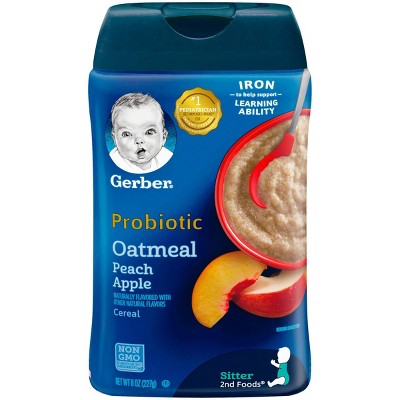 Gerber Probiotic Oatmeal & Peach Apple Baby Cereal - 8oz