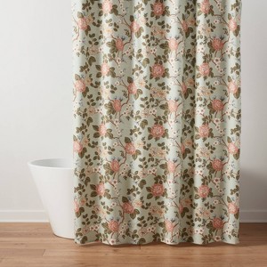 Traditonal Toile Garden Floral Shower Curtain - Threshold™ - 1 of 4
