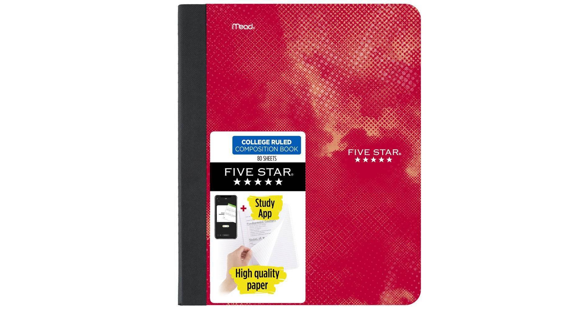 Five Star Active Comp Book 80ct Red