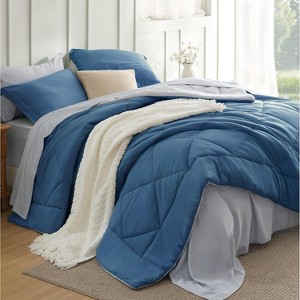 Bedsure Comforter Set – Bed in a Bag with Contrast Color Solid Design, Soft All-Season Bedding Set - 1 of 4