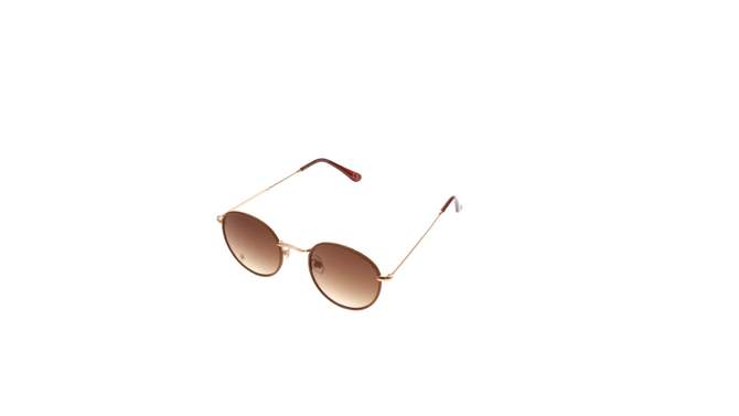 Women&#39;s Vegan Leather Wrapped Round Sunglasses - Universal Thread&#8482; Caramel/Gold, 2 of 6, play video