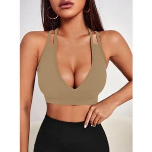 Women's Sports Bra, Shockproof Running Fitness Yoga Top, Cross-Shoulder Strap Backless Lingerie Suitable for Yoga, Pilates - 1 of 1