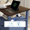 Dyonery Farmhouse Nightstand 18" White End Table with Charging Station & 2 Drawers, Rustic Bedside Table with Storage Shelf for Bedroom - 2 of 4