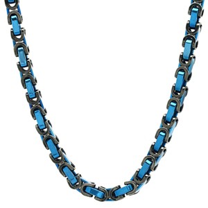 Steeltime Men's stainless steel byzantine necklace. Color Options: Multicolored, Gold/Brown, Silver, Blue/Black, Blue/Gold - 1 of 4