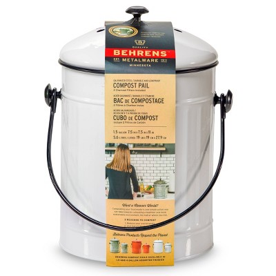 Behrens Small 1.5gal Galvanized Compost Can - White