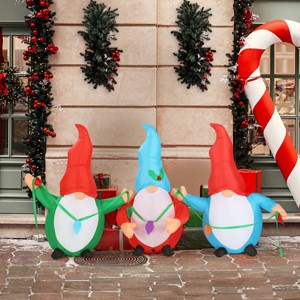 FURNIinspire Decorative Holiday Scene Props Christmas Inflatable Decoration Gnomes Elves for Party Front Yard Lawn, Multicolored, 23.6"*81.9"*43.3" - 1 of 4