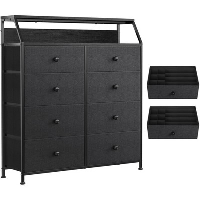 4 Drawer Tall Wide Dresser Black - Hausource™：Wood Finish, Modern Style