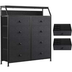 4 Drawer Tall Wide Dresser - Hausource™：Wood Finish, Modern Style - 1 of 4