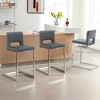 26" H Bar Stools Set of 3 - Modern Velvet Barstools with Hollow Back, Upholstered Armless Kitchen Island Stools, Gray with Chrome Metal Frame - 2 of 4