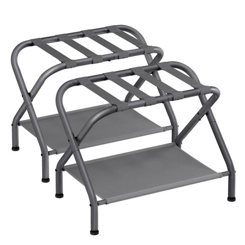 Songmics Set Of 2 Luggage Rack With 2 Removable Laundry Bag 2 Pack Folding  Suitcase Stands For Guest Room Bedroom Hotel Black : Target