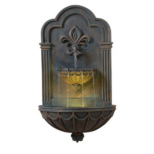 Teamson Home 32" 2-Tier Fleur-de-lis Wall Fountain Antique Copper - 1 of 4