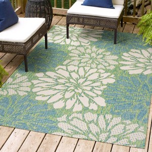 Zinnia Modern Floral Textured Weave Indoor/Outdoor Area Rug - JONATHAN Y - 1 of 4