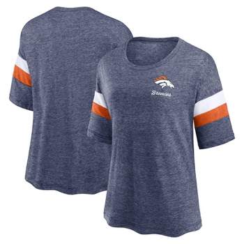 NFL Denver Broncos Women's Weak Side Blitz Marled Left Chest Short Sleeve T-Shirt
