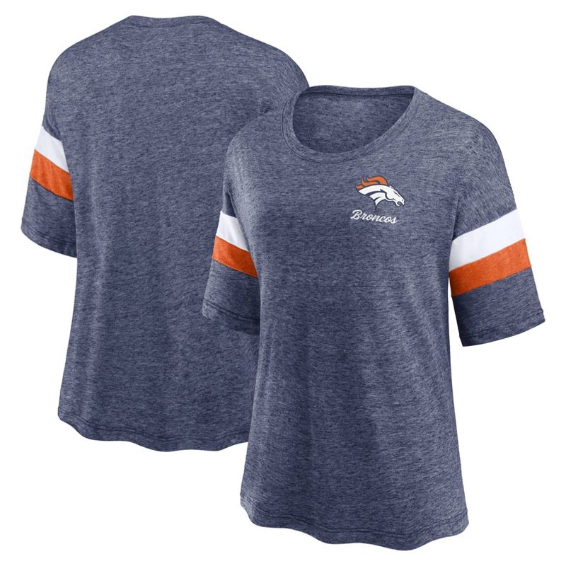 NFL Denver Broncos Women&#39;s Weak Side Blitz Marled Left Chest Short Sleeve T-Shirt, 1 of 4