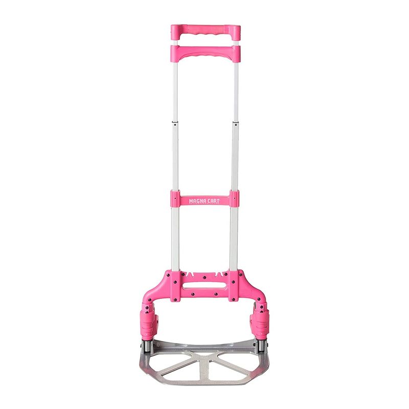 Magna Cart Personal MCX Folding Aluminum Luggage Hand Truck Cart with Telescoping Handle and Ball Bearing Rubber Wheels, 150 Pound Capacity, Pink, 1 of 7