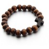 Fashion Religious 10MM Wooden Beads Cross Bracelet Handmade Catholic Jewelry - 2 of 4