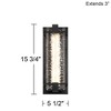 Possini Euro Design Glacier 15 3/4" High Farmhouse Rustic Outdoor Wall Light Fixture Mount Porch House LED Weatherproof Matte Black Metal Glass Shade - 4 of 4