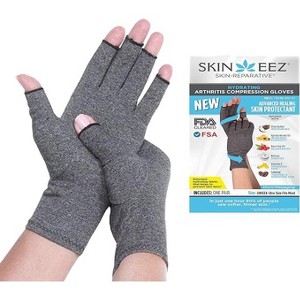 Skineez Compression Gloves, Advanced Medical Grade Compression with Open Finger Design, Support for Arthritis and Tendonitis, Gray, One Size, 1 Pair - 1 of 4