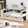 CAVINAS Linen Upholstered Platform Bed Frame with Storage Shelves & Drawers, Charging Station Beds with Headboards, Pine Wood Bed Frame for Bedroom - 2 of 4