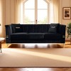 83.5" Velvet 3-Seater Chesterfield Sofa,Vertical Channel Tufted Couch with Gold Metal Legs & 2 Pillows for Living Room-Baofuwish - 2 of 4