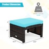 Tangkula 2 PCS Outdoor Wicker Ottoman Patio Rattan Furniture Metal Footrest Seat Square Footstool with Cushion - 3 of 4