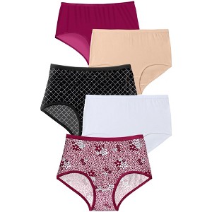 Comfort Choice Plus Size  Full Coverage Stretch Cotton Brief 5-Pack - 1 of 3