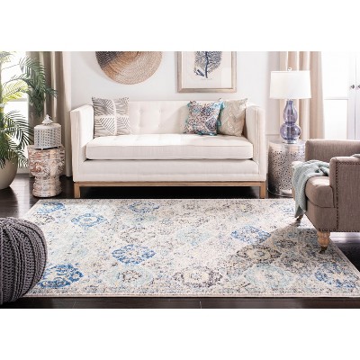 Elegant Ivory Square Synthetic Rug - Stain-Resistant and Reversible