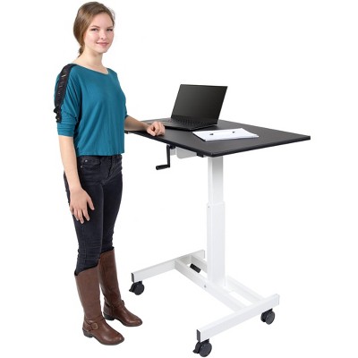 Adjustable Height White Frame Black Top Laptop Desk