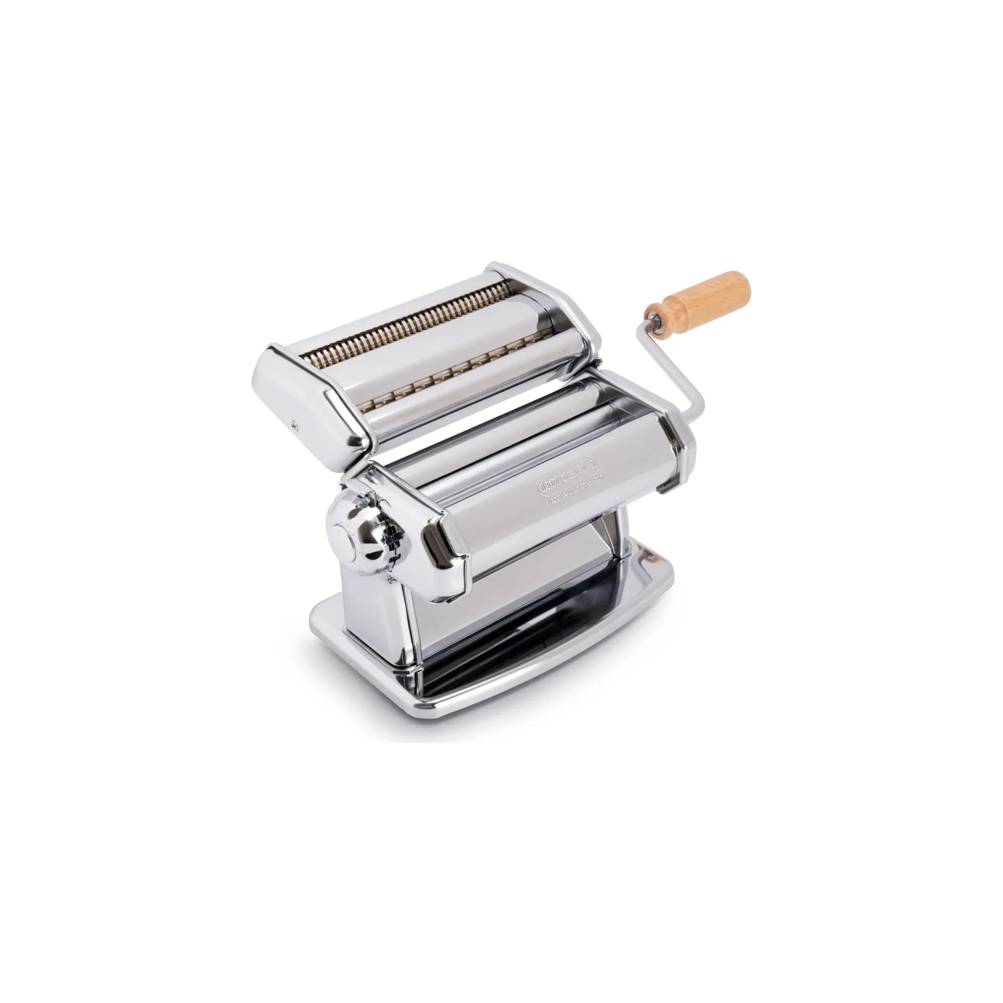 Imperia Pasta Maker Machine- Easy Lock Dial, Wood Grip Handle & Cleaning Brush- Fresh Homemade Italian Spaghetti Fettuccine & Lasagna (Classic Line)