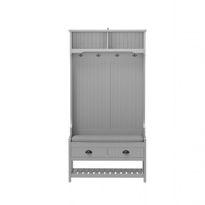 Vynxaria Hall Trees: Gray 3-in-1 Entryway Organizer with Drawers and Padded Bench - 1 of 4