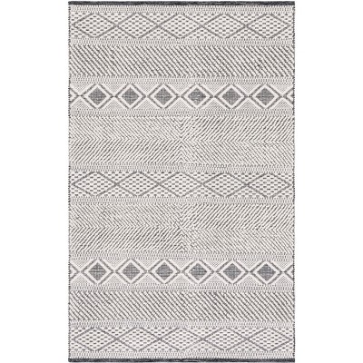 Elegant Ivory Wool Hand-Knotted Aztec Area Rug, 4' x 6'