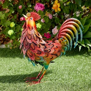 Farmlyn Creek Metal Rooster for The Yard, Decorative Statue for Yard Decor, Garden, Porch, Indoor and Outdoor, 15 x 16 x 6 In - 1 of 4