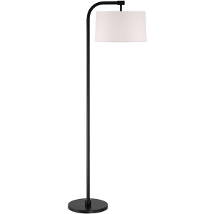 360 Lighting Serra Modern Art Deco 64" Tall Standing Floor Lamp Curved Chairside Arc Offset Arm Foot Switch Black Metal Living Room Bedroom House - 1 of 4