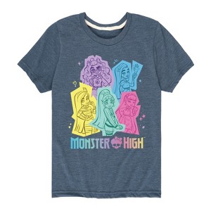 Boys' - Monster High - Pastel Character Group Short Sleeve Graphic T-Shirt - 1 of 4