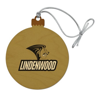 Lindenwood University Secondary Logo Wood Christmas Tree Holiday Ornament