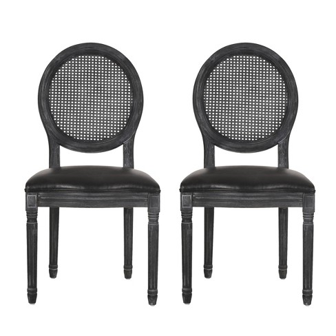 Cane back 2025 dining chairs black