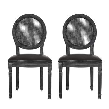 2pk Aquilla French Country Wood and Cane Upholstered Dining Chairs - Christopher Knight Home