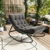 Oversized Rocking Papasan Chair, Outdoor Papasan Rocking Chair with Cushions, Indoor Egg Rockings Lounge Chairs for Bedroom, Living Room, Garden - 2 of 4