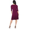 REKUCCI Women's Flippy Fit and Flare Dress with 3/4 Sleeves – Stylish Knee-Length Everyday Dress - Wine , 16 - 3 of 4