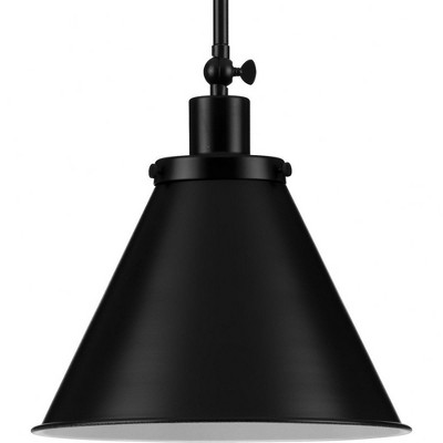Progress Lighting Hinton 1-Light Pendant, Matte Black, Vintage Metal Shade